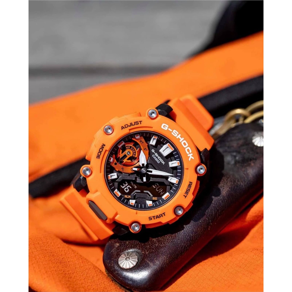 CASIO 卡西歐 G-SHOCK 一起冒險去 碳核心防護構造雙顯計時手錶-橘 GA-2200M-4A