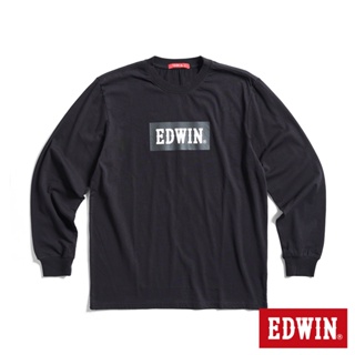 EDWIN 人氣復刻 BOX LOGO薄長袖T恤(黑色)-男款