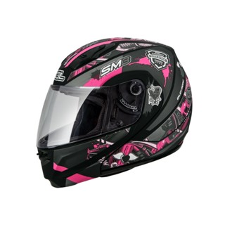 【SOL Helmets】SM-3可掀式安全帽 (惡天使 消光黑/粉) ｜ SOL安全帽官方商城