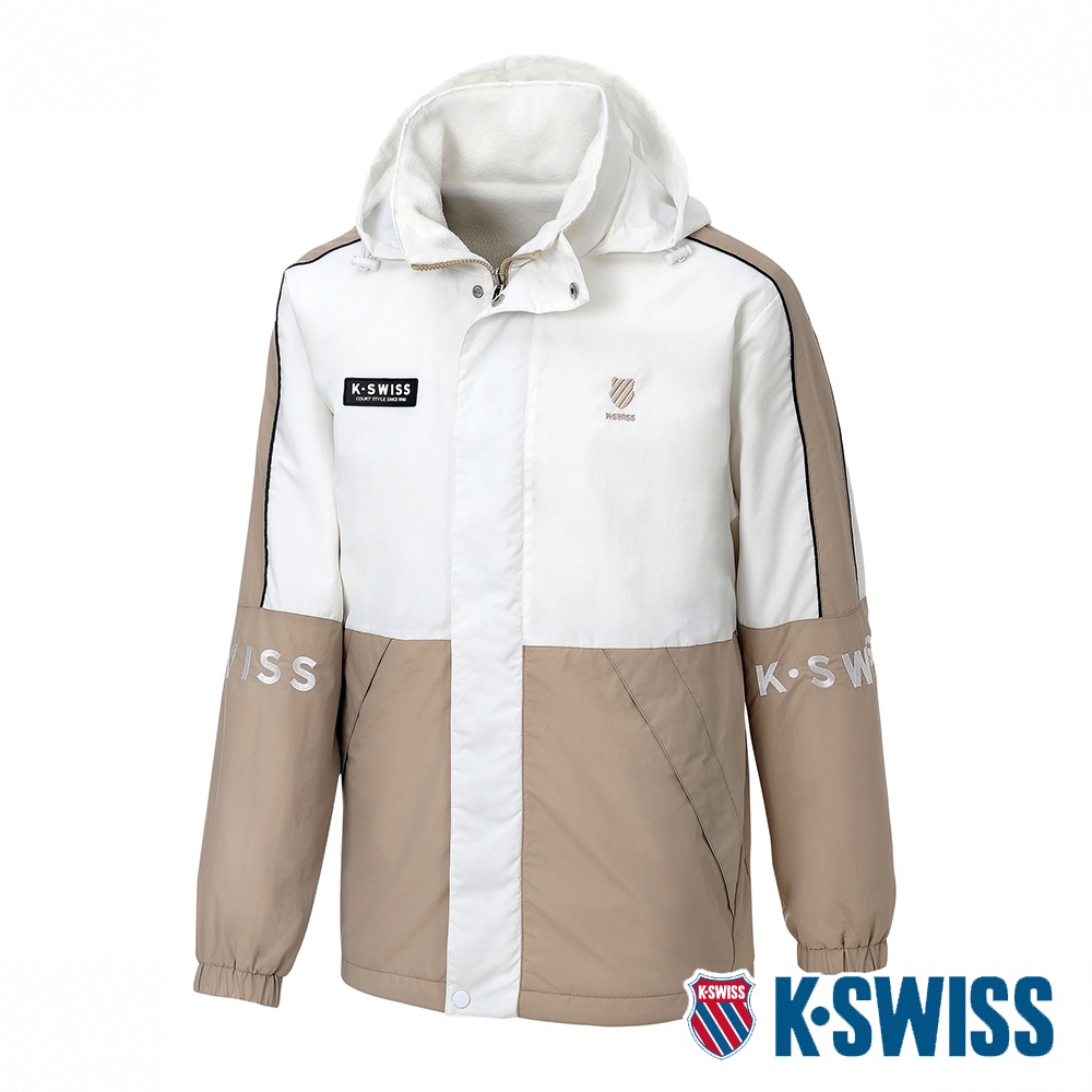 K-SWISS Reversible Heavy Jacket雙面穿防風外套-男-白/卡其