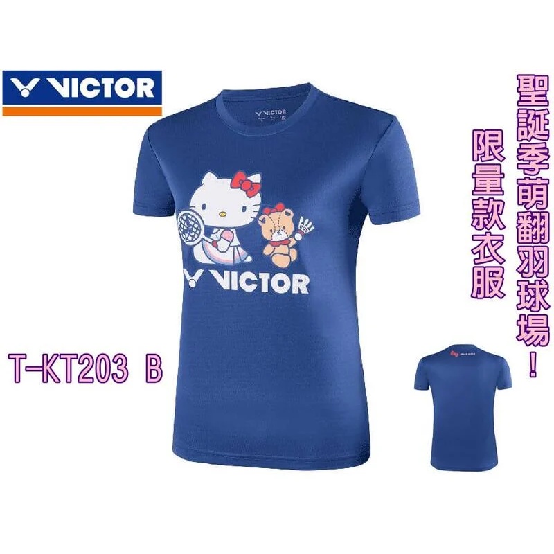 VICTOR 勝利 短袖 羽球衣 雙色 VICTOR X HELLO KITTY 聯名T恤 打球款 T-KT203