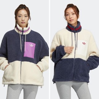 【豬豬老闆】ADIDAS SHORT SHERPA 撞色 仿羊羔絨外套 女款 藍白紫HR3455 白藍紅HR3456