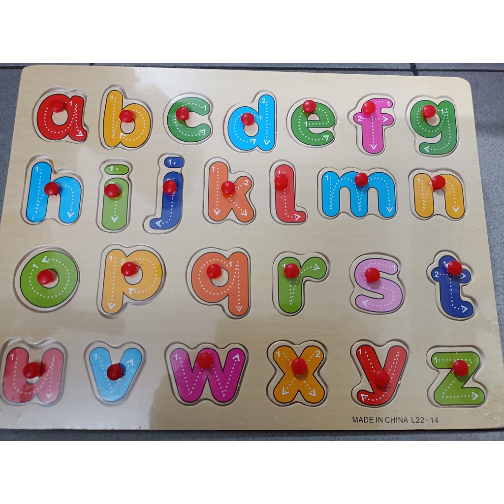 小羅玩具批發-英文小寫abc拼圖 abc積木拼圖 英文字母拼圖 塑膠丁抓手板(A017)通過BSMI認證:M74899