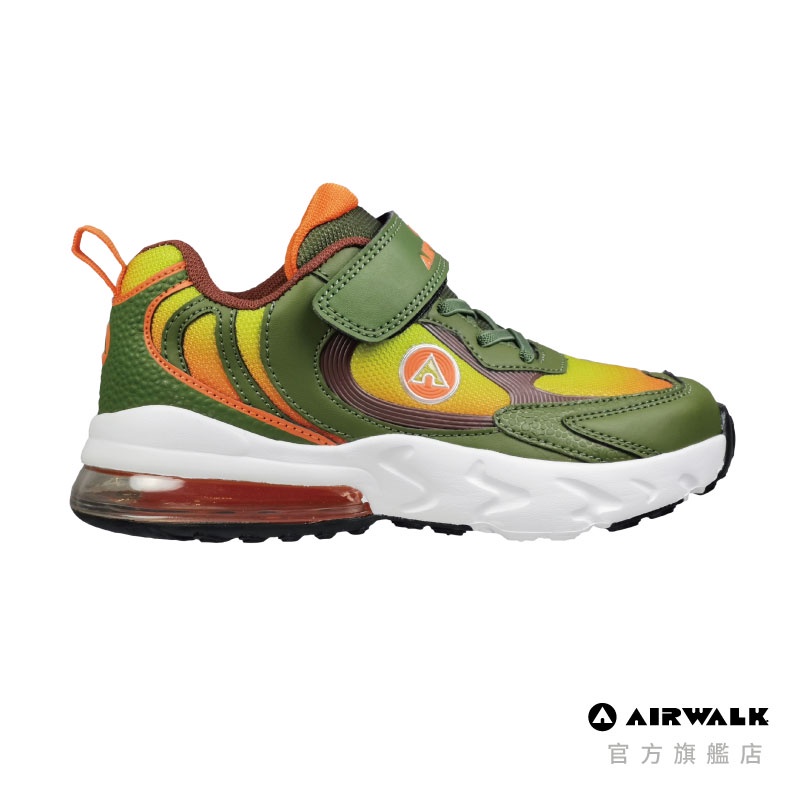 AIRWALK 中童 綠色 都會訓練慢跑鞋 AW23207 童鞋 超寬楦 氣墊 運動 機能鞋墊