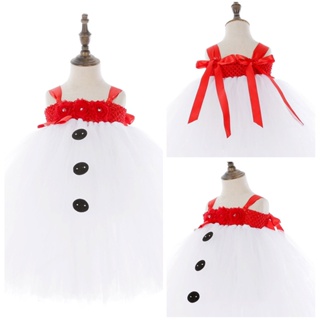 冰雪奇緣(裙子+帽子+圍巾)聖誕雪寶雪人網裙轉