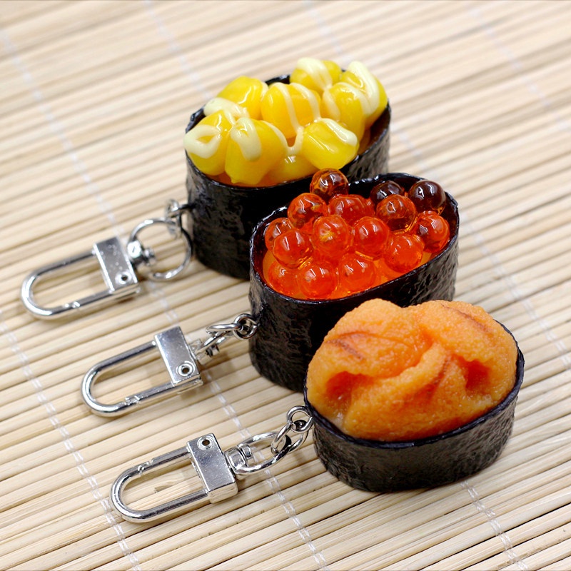 PVC仿真食物日式小號魚籽壽司鑰匙扣日系創意包包吊飾裝飾禮品