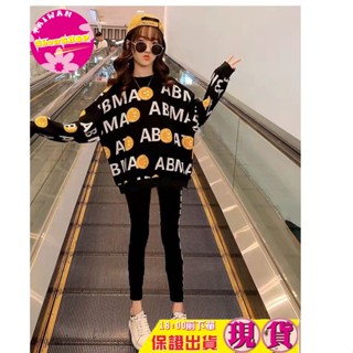 SHOWSHOP⭐️現貨在臺⭐️秋冬中大女童加絨長袖上衣 女童長袖保暖上衣 微笑印字上衣 韓版網紅Ins女童加絨長袖上衣