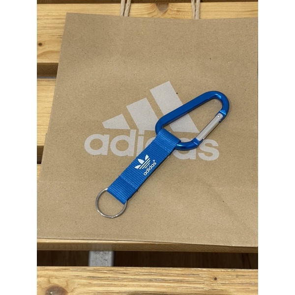 adidas originals 三葉草 鑰匙圈 吊飾 登山扣環 藍色 全新 保證正品 附紙袋