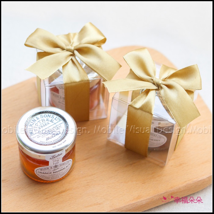 甜蜜蜜「透明盒裝」英國Tiptree果醬小禮盒 (金色緞帶) 迎賓禮 送客禮 位上禮 來店禮 生日分享 交換禮物