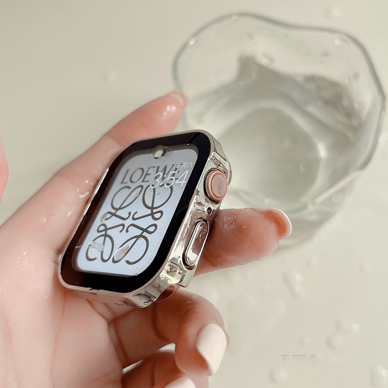 殼膜一體 防水手錶保護殼 磨砂適用Apple watch8 7 6電鍍蘋果手錶殼49mm 40 41 45mm全包 防摔