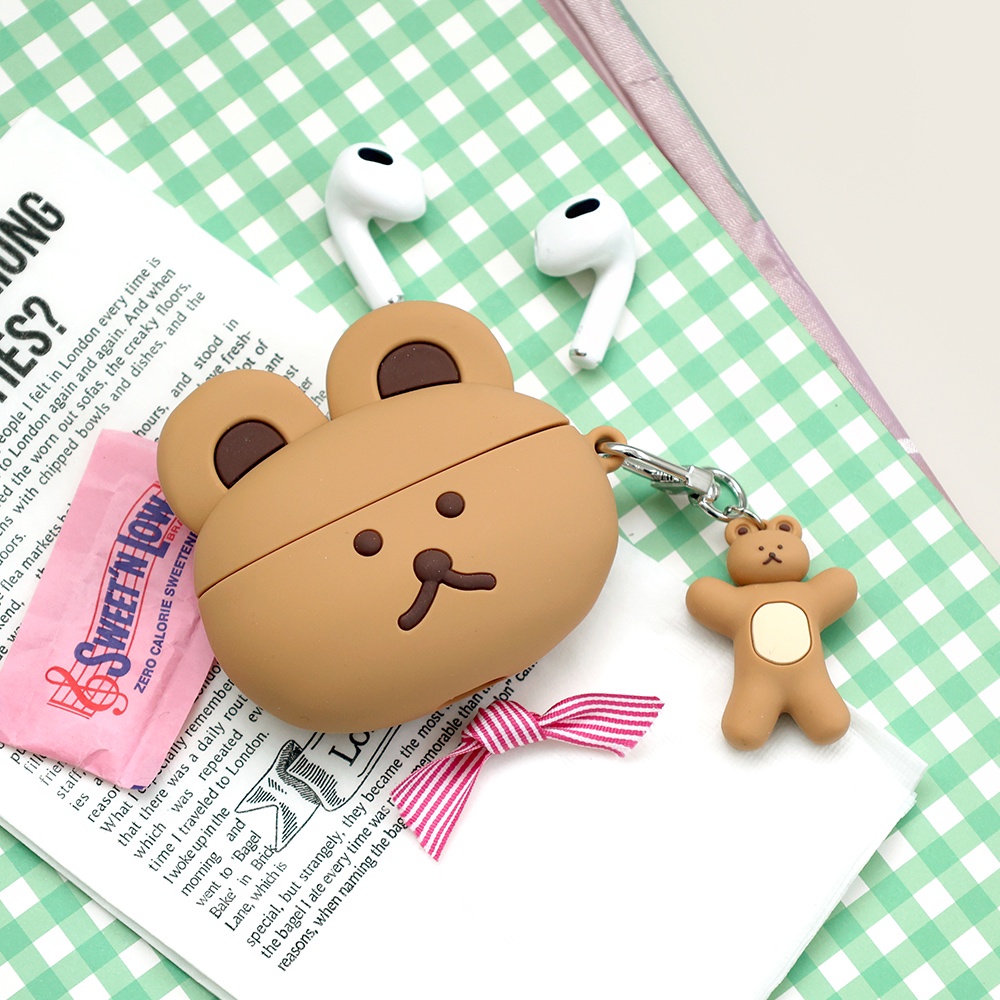 ❡☽韓國Romane小熊保護套蘋果AirPods pro無線藍牙耳機防摔硅膠套