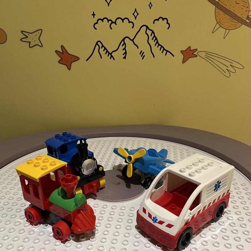 二手玩具 👶🏻 得寶相容 交通工具積木樂高 玩具組 火車頭 飛機 救護車