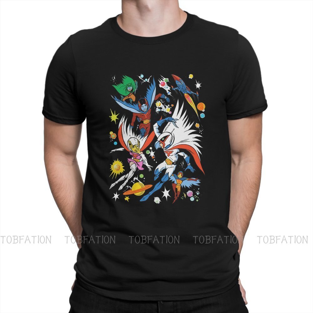 日本動漫科學忍者隊Gatchaman科學小飛俠短袖上衣男士百分百純棉圓領短袖T恤
