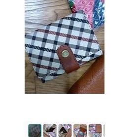 新品。皮夾卡片套錢包鈔票包發票包卡片包分類包棕色錢包格紋錢包文青