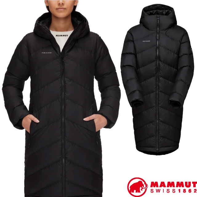 【MAMMUT 長毛象】女 Fedoz IN Hooded Parka 防風防潑水連帽保暖長版外套.雪衣_黑_02090