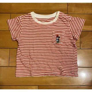 二手童裝-Uniqlo Disney幼兒純棉米妮條紋上衣（80公分）