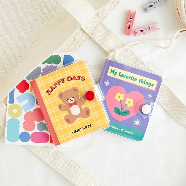 [ARTBOX OFFICIAL] Brown Bear Mini Button Memo Notebook