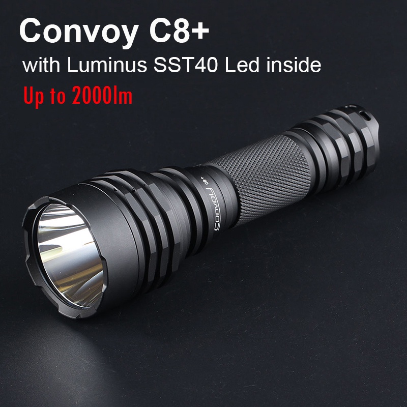 大功率 Led 手電筒 Convoy C8 Plus 帶 Luminus Sst40 手電筒戰術手電筒 2000lm 野