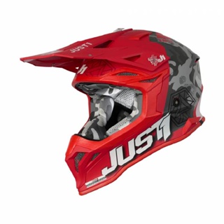 JUST1【極度風速】J39 KINETIC 消光迷彩黑灰紅 越野帽 競技 全罩