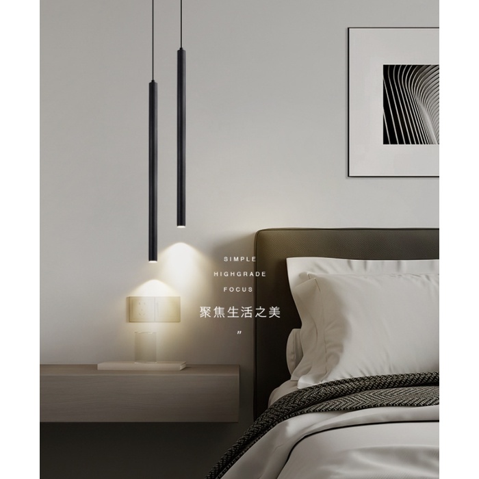 110V床頭吊燈輕奢極簡超細長線客廳背景墻燈北歐現代簡約主臥室床頭燈