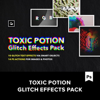 字體樣式 | Toxic Potion Glitch Effects Pack 故障風文字特效