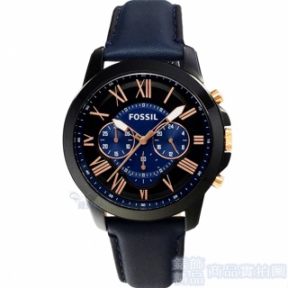 FOSSIL FS5061 IE手錶 藍面 黑框 深藍色錶帶 44mm 男錶