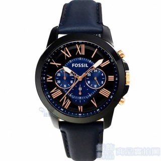 fossil fs5061 ie手錶 藍面 黑框 深藍色錶帶 44mm 男錶