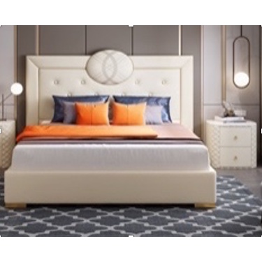 義式輕奢皮床 床架 雙人床 床組 臥室床 床底 床板 床片 床頭 軟包床 臥室家具 AOZ-M171 橙家居家具