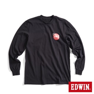 EDWIN 男款 網路獨家 圓標LOGO長袖T恤(黑色)