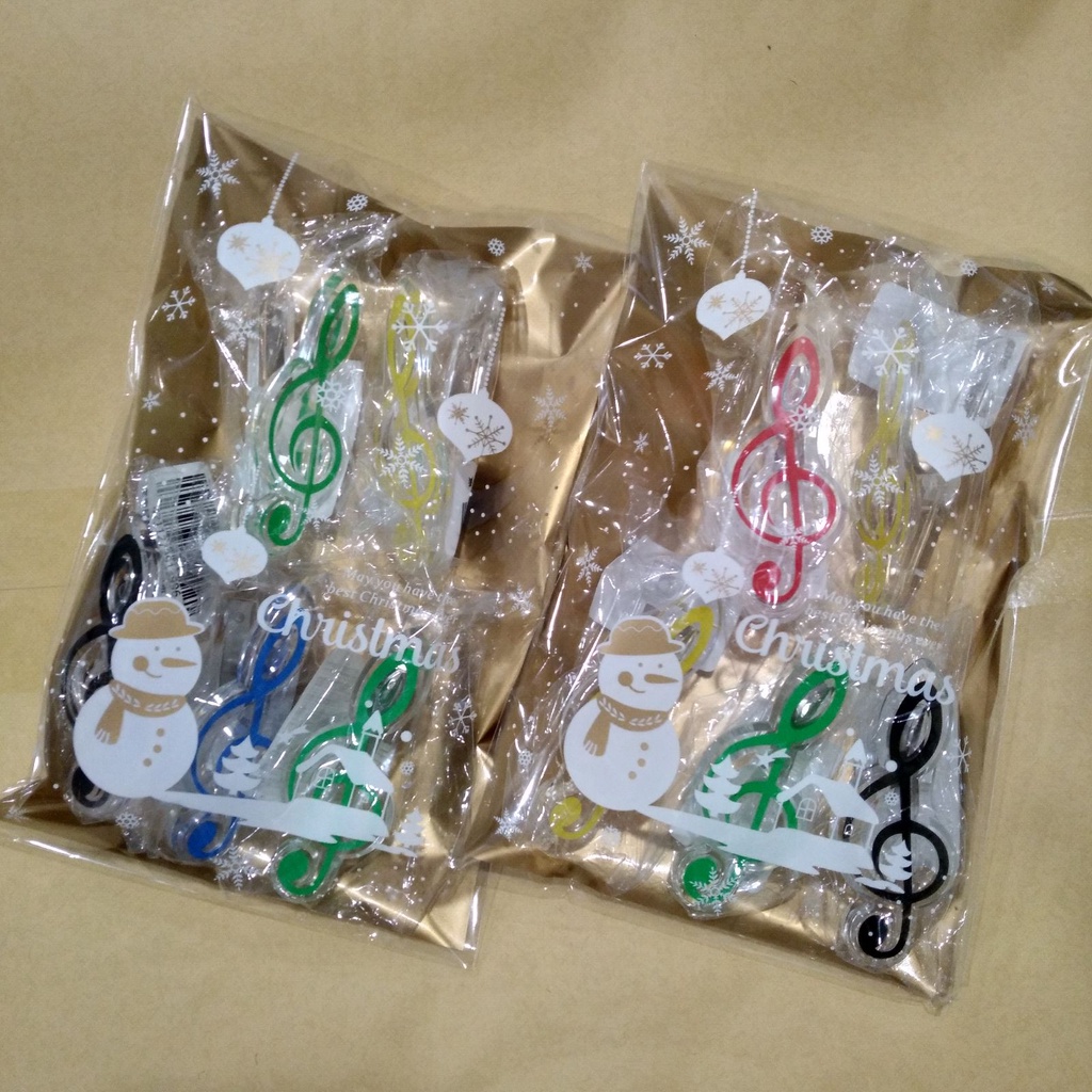【凱翊︱KM】《凱翊音樂》糖果聖誕組-高音譜造型夾(一組5入) 顏色隨機出貨 套組 樂譜夾 音符夾 禮物