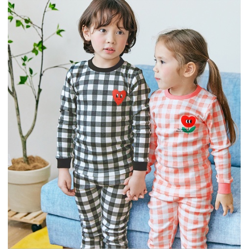 Ⓙ韓國童裝🇰🇷 兒童 格子純棉居家服 套裝 睡衣-秋 90-120cm