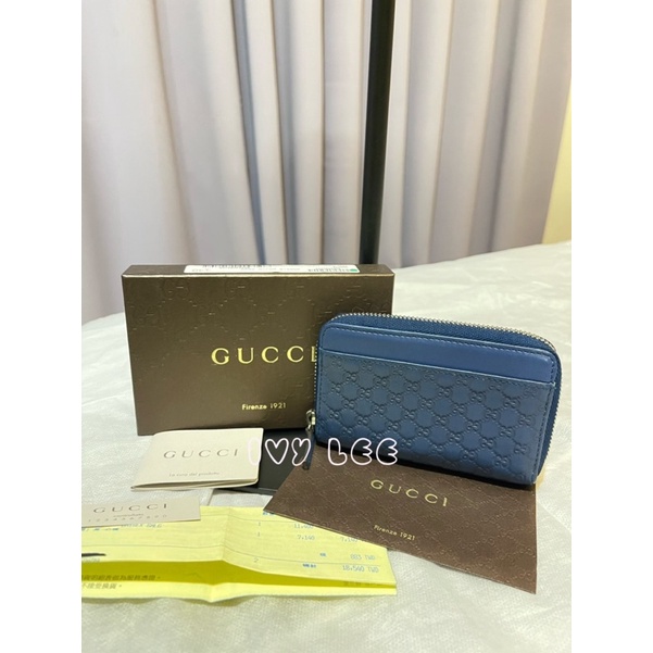 GUCCI 古馳 256810 藍色 GG紋 鑰匙包 零錢包 皮件 小卡夾 二手正品