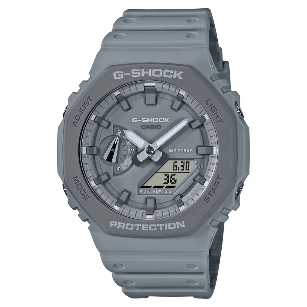 CASIO 卡西歐 G-SHOCK 農家橡樹 耐衝擊八角雙顯電子錶-灰 GA-2110ET-8A