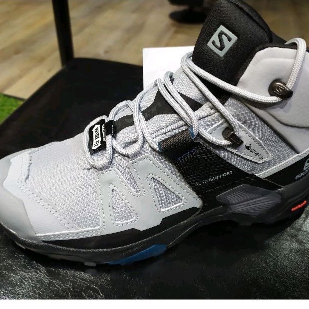 SALOMON 法國 女 X ULTRA 4 GTX 中筒登山鞋 寬楦健行鞋 深礦灰/黑/藍