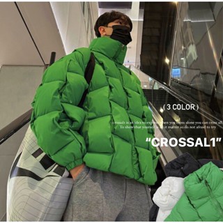 【CROSSAL1】現貨) 韓國代購🇰🇷 特殊菱格紋鋪棉羽絨外套 米其林 BV綠 鋪棉 包暖 棋盤格 羽絨外套 外套