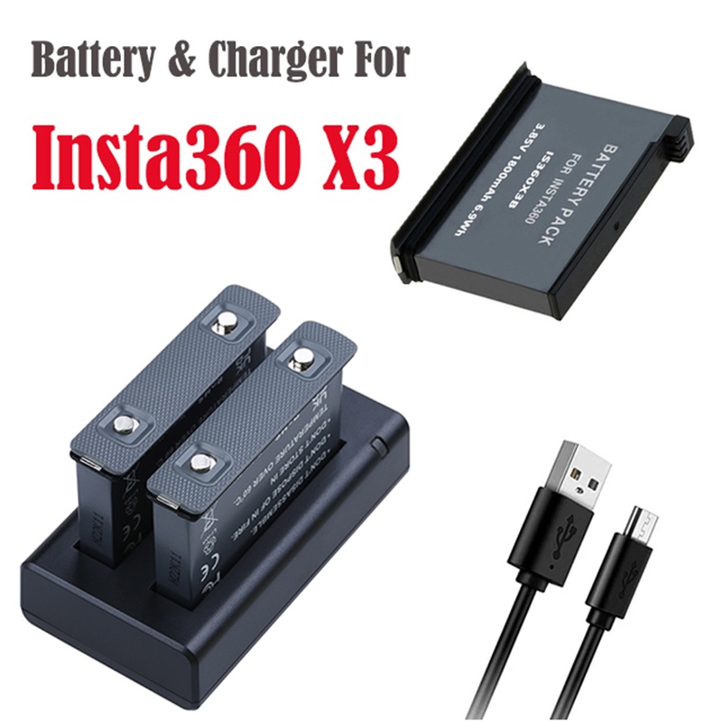 適用於 Insta360 One X3 相機配件的 Insta360 X3 電池 USB 雙充電器可充電鋰電池 1800