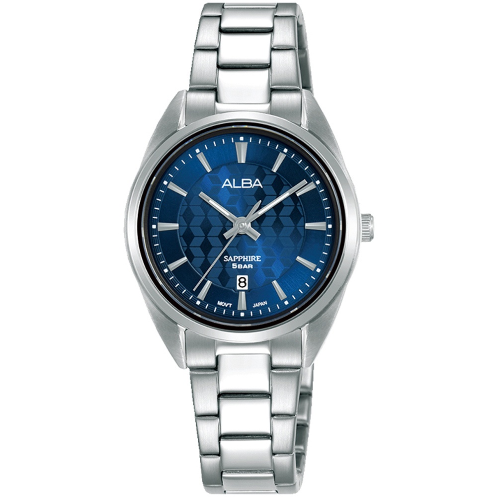ALBA 雅柏  菱格紋風尚腕錶-藍銀29mm (VJ22-X323L/AH7AZ3X1)