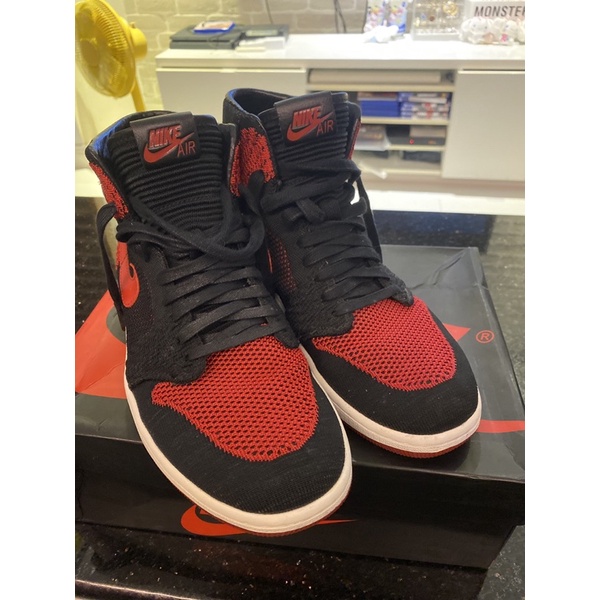 喬丹一代編織黑紅air Jordan1芝加哥配色黑紅us9公司貨