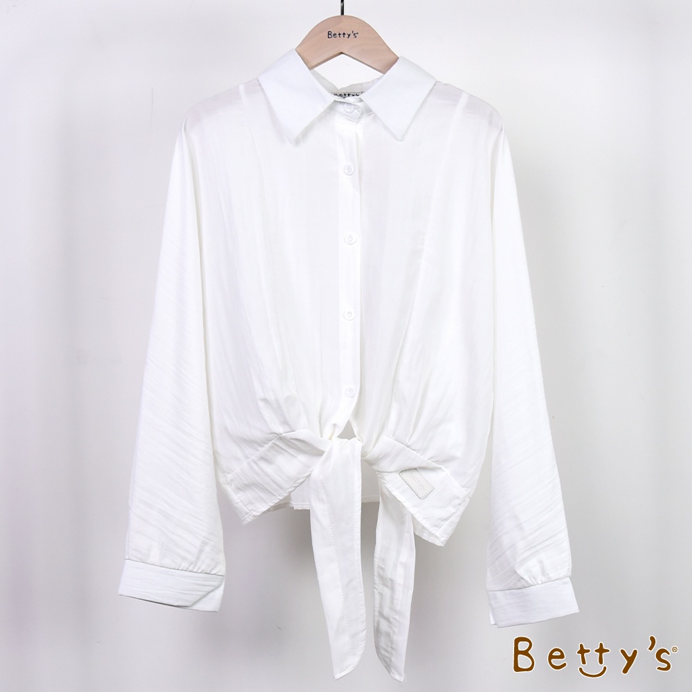 betty’s貝蒂思(01)下襬打結寬版襯衫(白色)