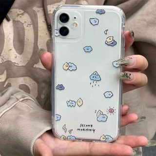 ins 可愛雲朵 iPhone16 15/14手機殼12/13promax全包 透明 全包邊防摔 保護殼 蘋果手機保護套