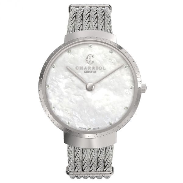 CHARRIOL SLIM時尚白色珍珠母貝腕錶 (ST34CS.560.013)x34mm