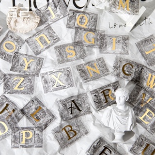 🌺言己PET燙金貼紙包哥特主義系列✨英文字母手帳復古DIY裝飾貼6款選「52枚入」