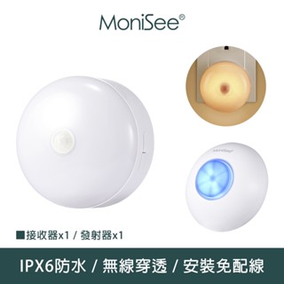 【MoniSee 莫尼希】北歐風感應夜燈無線門鈴(電池款/套組/一對一) 小夜燈/床頭燈/辦公室門鈴/居家門鈴/音樂門鈴