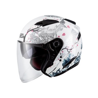 【SOL Helmets】SO-7E開放式安全帽 (浮世繪 白/銀) ｜SOL安全帽官方商城｜ 排齒釦