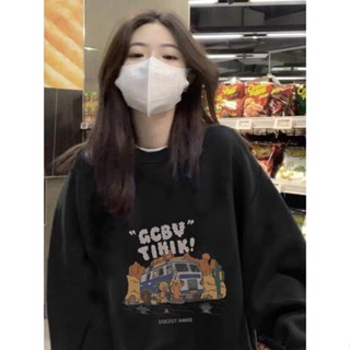 CHAOO 衛衣 大學t 女 加絨刷毛 oversize 設計感上衣 ins 風衣服 女生衣服 秋冬上衣 長袖上衣