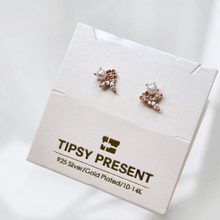 【微醺禮物 Tipsy present】正韓 925銀針 小花 小蝴蝶 花園 鋯石 珍珠 耳環｜專櫃耳環特價