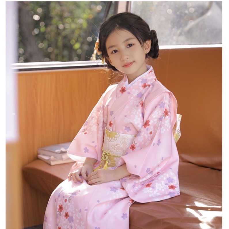 E 日本兒童和服日式童裝浴衣女童演出服和風連衣裙