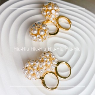 Miu•Miu-現貨-A37-鈦鋼 金色珍珠球球耳環 東大門款-24小時內發貨