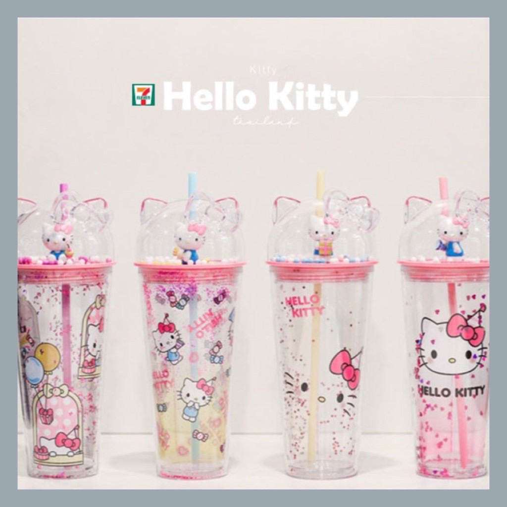 泰國  7-11限定版 Hello Kitty 吸管杯 冷飲杯 隨行杯 環保杯 小七 小7