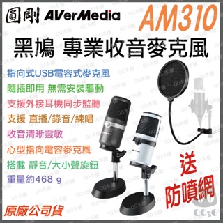 《 現貨 送 防噴網 原廠 公司貨 》圓剛 AM310 黑鳩 白化 直播 錄音 USB 麥克風 支援 電競 直播 錄音